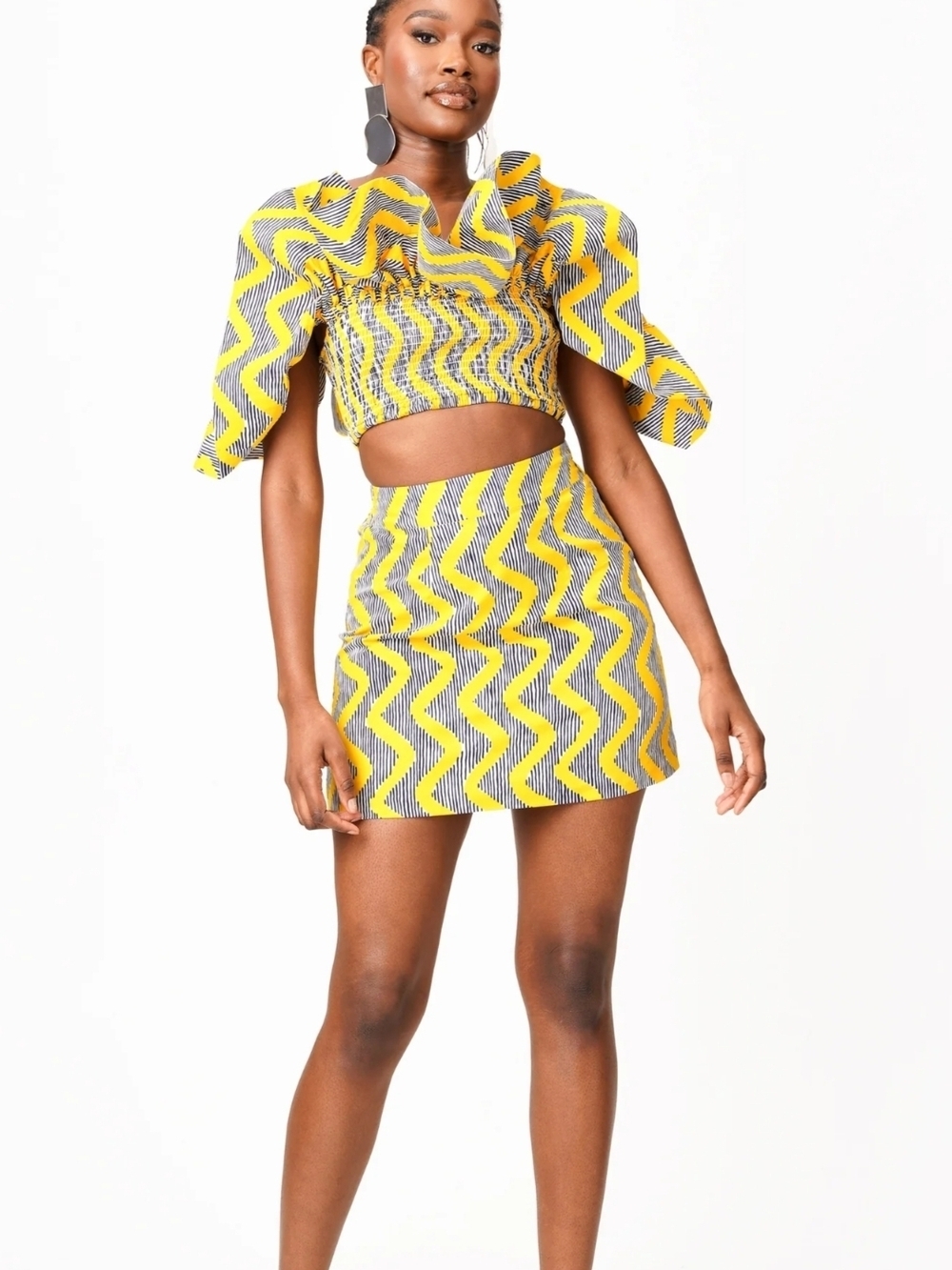 NWT Öfuure Lily African Print Mini Skirt Yellow Size Small